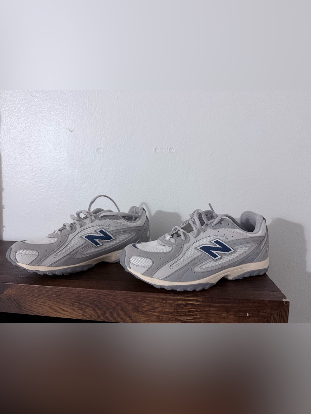 New Balance Kids Gray, White and Blue Athletic Sneakers